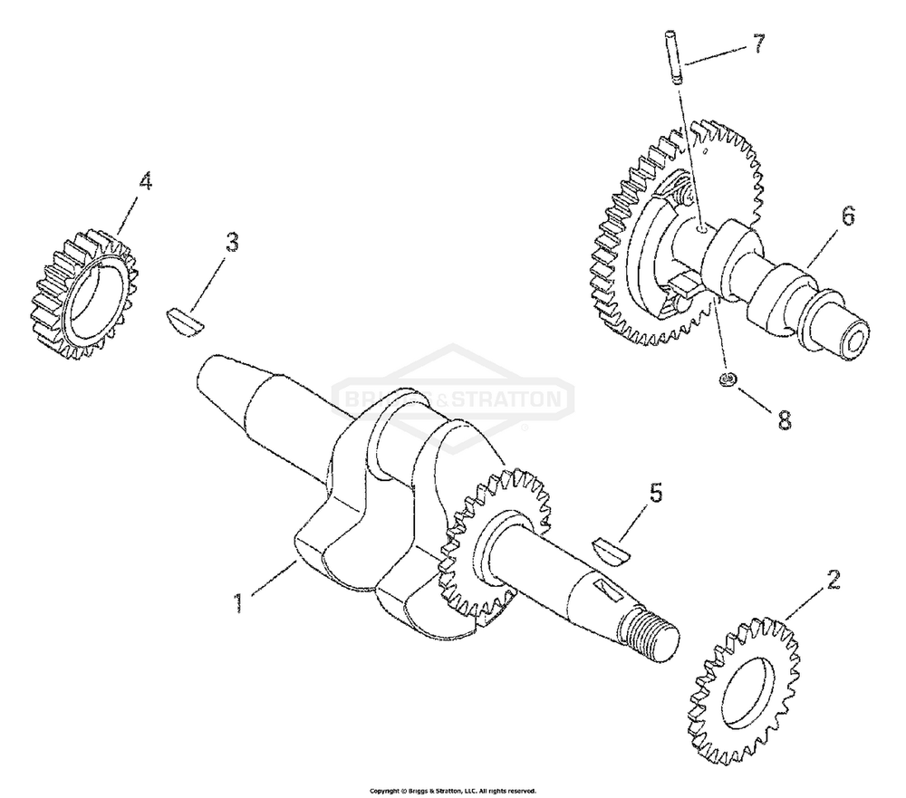 Crankshaft/Camshaft Diagram and Parts List for 1959-0  Briggs and Stratton Generator